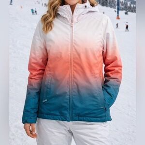 Roxy DryFlight 10K Ski Jacket Ombre Pink Teal Snowboard Winter Coat Women M